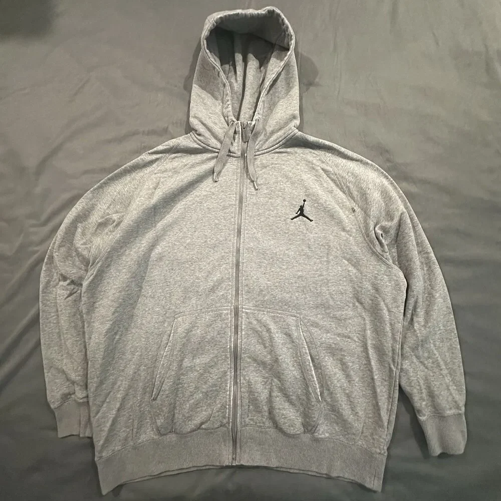 Air Jordan Hoodie Mens 2XL Full Zip Jumpman Logo Gray Fleece Mock Neck